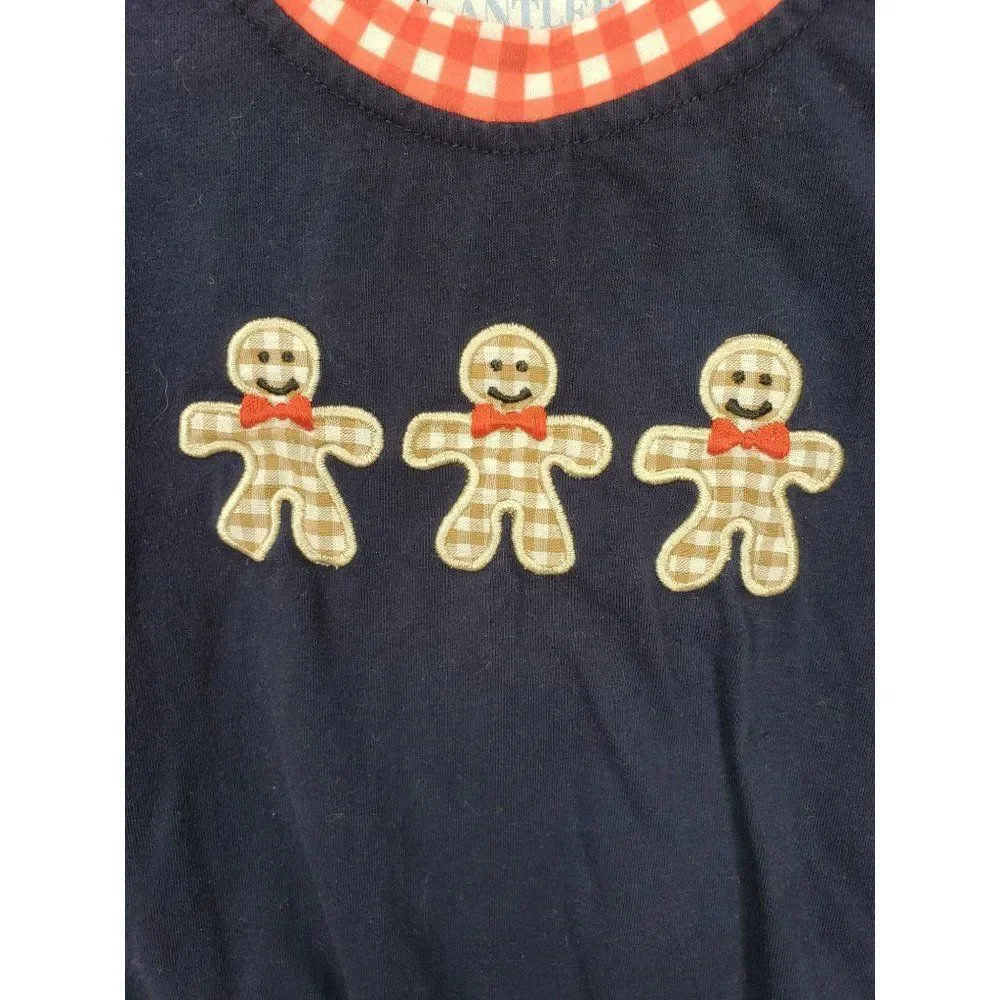 Antlers And Acorns Navy Blue Red White Size 3-6 Months Girls Long Sleeve One Pie